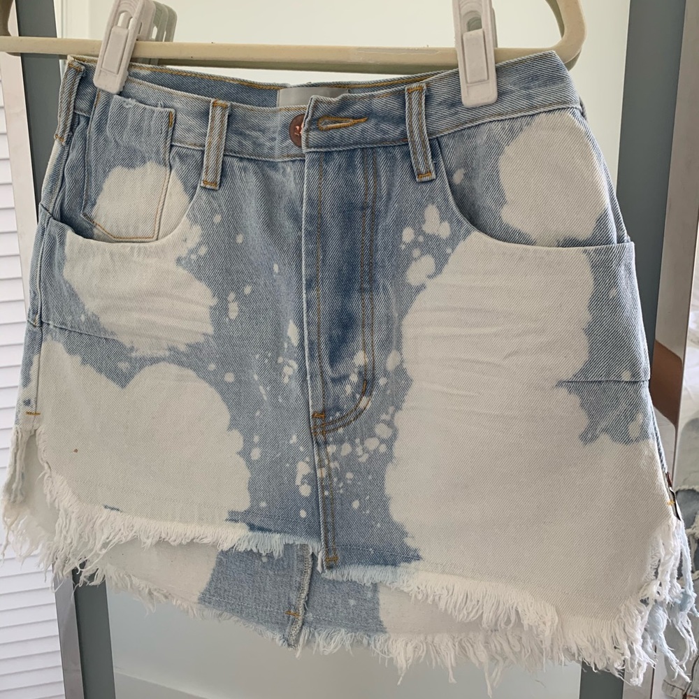 One Teaspoon Denim Bleach Wash Skirt